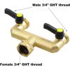 imageHQMPC 2 Way Hose Y Valve Hose Splitter Garden Hose Y Valve Connectors 2 way shut off valves With Solid Brass Handle Brass Y Valves Water Garden Hose Adapter 34quotGHT Thread Extra 4 Presure washers2 Way splitter