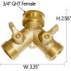 imageHQMPC 2 Way Hose Y Valve Hose Splitter Garden Hose Y Valve Connectors 2 way shut off valves With Solid Brass Handle Brass Y Valves Water Garden Hose Adapter 34quotGHT Thread Extra 4 Presure washers2 Way Y splitter 2Sets