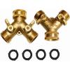 imageHQMPC 2 Way Hose Y Valve Hose Splitter Garden Hose Y Valve Connectors 2 way shut off valves With Solid Brass Handle Brass Y Valves Water Garden Hose Adapter 34quotGHT Thread Extra 4 Presure washers2 Way Y splitter 2Sets