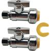 imageHQMPC Angle Stop Valve 12quot Ptc x 12quot No Lead Compression Push Fit Angle Shut Off Water Valve with Disconnect Clip PushtoConnect PEX Copper CPVC 2Pcs 2