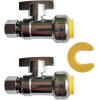 imageHQMPC Angle Stop Valve 12quot Ptc x 38quot No Lead Compression Push Fit Angle Shut Off Water Valve with Disconnect Clip PushtoConnect PEX Copper CPVC 2Pcs2