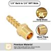 imageHQMPC Brass Pipe Fitting Brass Barb Hose Connectors 14quotHose Barb X14quot NPT 12Pcs6