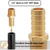 imageHQMPC Brass Pipe Fitting Brass Barb Hose Connectors 14quotHose Barb X14quot NPT 12Pcs6