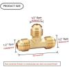 imageHQMPC Brass Tube Tee Gas Fitting Gas Connector Flare Fitting Brass Tee 12quotFlare 6Pcs2