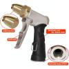 imageHQMPC Garden Hose Nozzle Metal Hose Spray Nozzle High Pressure Water Hose Nozzle Brass Head Hose Nozzle Spray Nozzle For Hose Watering Car Washing With 1 Pcs Male Quick Connectors and 4Pcs Washer