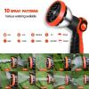 imageHQMPC Garden Hose Nozzle Metal Hose Spray Nozzle Water Hose Nozzle 10 Patterns Hose Nozzle Spray Nozzle For Hose Watering Car Washing With 1 Pcs Male Quick Connect Nipple and 4Pcs Washer