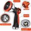 imageHQMPC Garden Hose Nozzle Metal Hose Spray Nozzle Water Hose Nozzle 10 Patterns Hose Nozzle Spray Nozzle For Hose Watering Car Washing With 1 Pcs Male Quick Connect Nipple and 4Pcs Washer