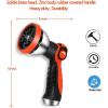 imageHQMPC Garden Hose Nozzle Metal Hose Spray Nozzle Water Hose Nozzle 10 Patterns Hose Nozzle Spray Nozzle For Hose Watering Car Washing With 1 Pcs Male Quick Connect Nipple and 4Pcs Washer