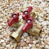 imageHQMPC Garden Hose Splitter Brass Hose Splitter With Stainless Steel Long Handle Brass Y Valve Water Garden Hose Adapter 3 Way Y Valve 34quot GHT Thread Red Handle