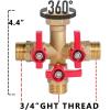 imageHQMPC Garden Hose Splitter Brass Hose Splitter With Stainless Steel Long Handle Brass Y Valve Water Garden Hose Adapter 3 Way Y Valve 34quot GHT Thread Red Handle