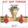 imageHQMPC Hose Splitter  HeavyDuty Brass Garden Faucet Connector Garden Hose Splitter 4 Way 34quot GHT Thread Red Handle2 Way Hose Splitter