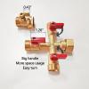 imageHQMPC Hose Splitter  HeavyDuty Brass Garden Faucet Connector Garden Hose Splitter 4 Way 34quot GHT Thread Red Handle3 Way Hose Splitter