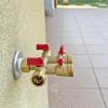 imageHQMPC Hose Splitter  HeavyDuty Brass Garden Faucet Connector Garden Hose Splitter 4 Way 34quot GHT Thread Red Handle4 Way Hose Splitter