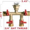 imageHQMPC Hose Splitter  HeavyDuty Brass Garden Faucet Connector Garden Hose Splitter 4 Way 34quot GHT Thread Red Handle4 Way Hose Splitter