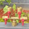 imageHQMPC Hose Splitter  HeavyDuty Brass Garden Faucet Connector Garden Hose Splitter 4 Way 34quot GHT Thread Red Handle4 Way Hose Splitter