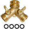 imageHQMPC Hose Splitter  HeavyDuty Brass Garden Faucet Connector Garden Hose Splitter 4 Way 34quot GHT Thread Red HandleY Hose Splitter 4 Sets