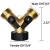 imageHQMPC Hose Splitter 2 Way Brass Y Valve 34quot GHT Thread Extra 4 Pressure WashersY Splitter 1Pc