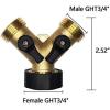 imageHQMPC Hose Splitter 2 Way Brass Y Valve 34quot GHT Thread Extra 4 Pressure WashersY Splitter 2Pcs
