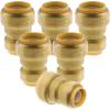 imageHQMPC Push Fit PEX Fittings Straight Coupling 12quotx1 PushtoConnect Copper CPVC No lead Brass Plumbing Fittings 6PCS 12quotx1quot6
