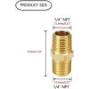 imageHQMPC Solid Brass Pipe Fitting Male Pipe Hex Nipple Gas Connect Adapter Brass Union Coupler Adapter Gas x Flare Fittings 14quotNPT 12Pcs12