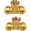 imagePex Fittings Tee Female 12quot Push Fit Female Plumbing Tee No Lead PushtoConnect Plumbing Fittings Brass Pipe Connector T Fitting for Copper PEX CPVC 2Pcs2