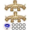 image4 Way Hose Splitter 34quot GHT Garden Hose Splitter 4 Way Solid Brass Hose Connector Heavy Duty Hose Spigot Adapter With 8 Valves