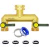imageHQMPC 2 Way Hose Y Valve Hose Splitter Garden Hose Y Valve Connectors 2 way shut off valves With Solid Brass Handle Brass Y Valves Water Garden Hose Adapter 34quotGHT Thread Extra 4 Presure washers2 Way splitter
