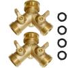 imageHQMPC 2 Way Hose Y Valve Hose Splitter Garden Hose Y Valve Connectors 2 way shut off valves With Solid Brass Handle Brass Y Valves Water Garden Hose Adapter 34quotGHT Thread Extra 4 Presure washers2 Way Y splitter 2Sets