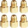 imageHQMPC Brass Flare Adapter Air Hose Fitting Brass Tube Fitting Coupling 38quotFlare12quotNPT 6Pcs6
