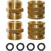 imageHQMPC Brass Garden Hose Connectors Double Female Swivel Hose Connectors Garden Hose Adapters 34 Inch GHT Brass Connector 4 PiecesHEX SWIVEL
