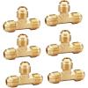 imageHQMPC Brass Tube Tee Gas Fitting Gas Connector Flare Fitting Brass Tee 12quotFlare 6Pcs6
