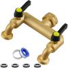 imageHQMPC Garden Hose 2 Way Valve Brass Splitter with Solid Brass Handle Hose Adapter 2 Way Valve 34quot GHT Thread New Model