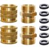 imageHQMPC Garden Hose Adapter Double Female Swivel Hose Connector With Double Male Connector 34 Inch GTH Brass Connector Garden Hose Connector 4 Pack With 6 Pcs Washers