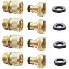 imageHQMPC Garden Hose Quick Connect Solid Brass Quick Connector Garden Hose Fitting Water Hose Connectors 34 inch GHT 2SETS4 Sets