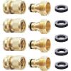imageHQMPC Garden Hose Quick Connect Solid Brass Quick Connector Garden Hose Fitting Water Hose Connectors 34 inch GHT 4Sets4 Sets