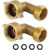 imageHQMPC Hose Elbow Garden Hose Elbows Hose RV Adapter 34quot GHT Brass Water Hose 90 Degree Elbows Heavy Duty 4 Pack With 4pcs Washers2PCS B