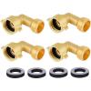 imageHQMPC Hose Elbow Garden Hose Elbows Hose RV Adapter 34quot GHT Brass Water Hose 90 Degree Elbows Heavy Duty 4 Pack With 4pcs Washers4Pcs