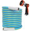 imageHQMPC Hose Garden Hose With 58 in x 30 ft Water Hose Heavy Duty Durable Material Water Hose with Solid Fittings BLUE30 FEET WITH NOZZLE