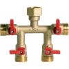 imageHQMPC Hose Splitter  HeavyDuty Brass Garden Faucet Connector Garden Hose Splitter 4 Way 34quot GHT Thread Red Handle4 Way Hose Splitter