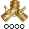 imageHQMPC Hose Splitter 2 Way Brass Y Valve 34quot GHT Thread Extra 4 Pressure WashersY Hose Splitter 1Pc