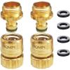 imageHQMPC No Pb Garden Hose Quick Connect Brass Hose Quick Connect Hose Quick Connect Fittings Water Hose Connectors 34quot GHT 2 SETSLead Free 2SETS