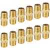 imageHQMPC Solid Brass Pipe Fitting Male Pipe Hex Nipple Gas Connect Adapter Brass Union Coupler Adapter Gas x Flare Fittings 14quotNPT 12Pcs12