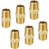 imageHQMPC Solid Brass Pipe Fitting Male Pipe Hex Nipple Gas Connect Adapter Brass Union Coupler Adapter Gas x Flare Fittings 14quotNPT 12Pcs6