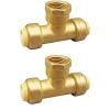 imagePex Fittings Tee Female 12quot Push Fit Female Plumbing Tee No Lead PushtoConnect Plumbing Fittings Brass Pipe Connector T Fitting for Copper PEX CPVC 2Pcs2