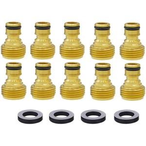 imageGarden Hose Quick Connector Hose Quick Connect 34 inch GHT Brass Easy Connect Fitting Male With 4 Gaskets 10pcs10 Pcs