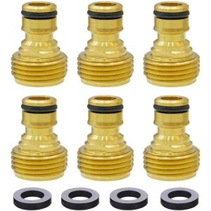 imageGarden Hose Quick Connector Hose Quick Connect 34 inch GHT Brass Easy Connect Fitting Male With 4 Gaskets 10pcs6 Pcs