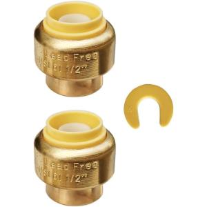 imageHQMPC 34quot Push Fit PEX End Cap PushtoConnect Brass Plumbing Fittings No Lead Brass Plumbing Fittings with Disconnect Clip for Copper CPVC 2Pcs2