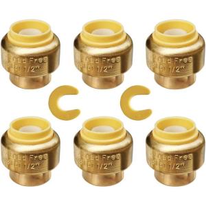 imageHQMPC 34quot Push Fit PEX End Cap PushtoConnect Brass Plumbing Fittings No Lead Brass Plumbing Fittings with Disconnect Clip for Copper CPVC 2Pcs6