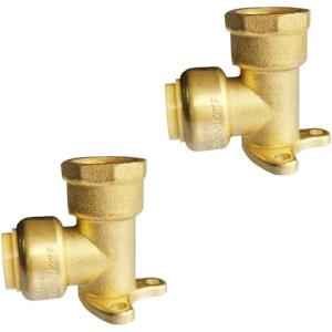 imageHQMPC 90 Degree Drop Ear Elbow Push Fit Plumbing Fittings 2Pcs PushtoConnect No Lead Brass PEX Fittings for PERT CPVC Pipe 12quot Push Fit x 12quot NPT Female Adapter with Disconnect Clip2