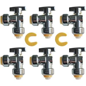 imageHQMPC Angle Stop Valve 12quot Ptc x 12quot No Lead Compression Push Fit Angle Shut Off Water Valve with Disconnect Clip PushtoConnect PEX Copper CPVC 2Pcs 6